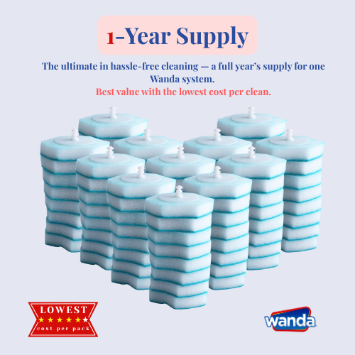 Wanda Disposable Scrub Pad Pack of 8s Refills for Toilet Brush
