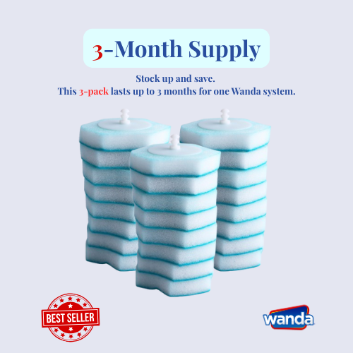 Wanda Disposable Scrub Pad Pack of 8s Refills for Toilet Brush