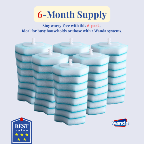 Wanda Disposable Scrub Pad Pack of 8s Refills for Toilet Brush