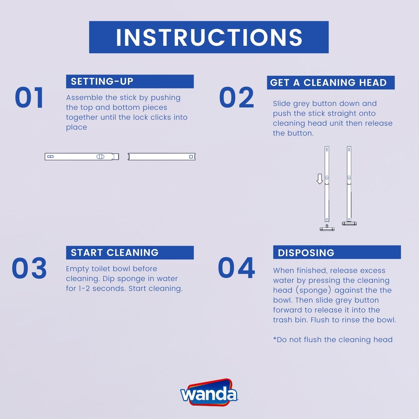 Wanda Disposable Scrub Pad Pack of 8s Refills