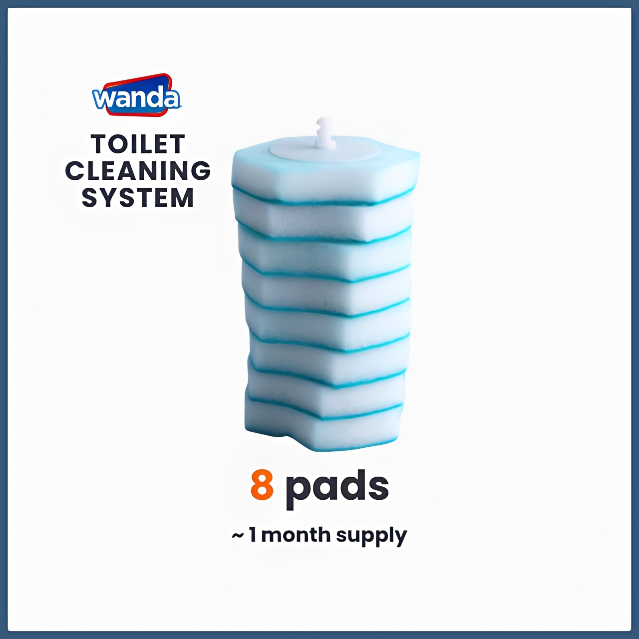 Wanda Disposable Scrub Pad Pack of 8s Refills for Toilet Brush