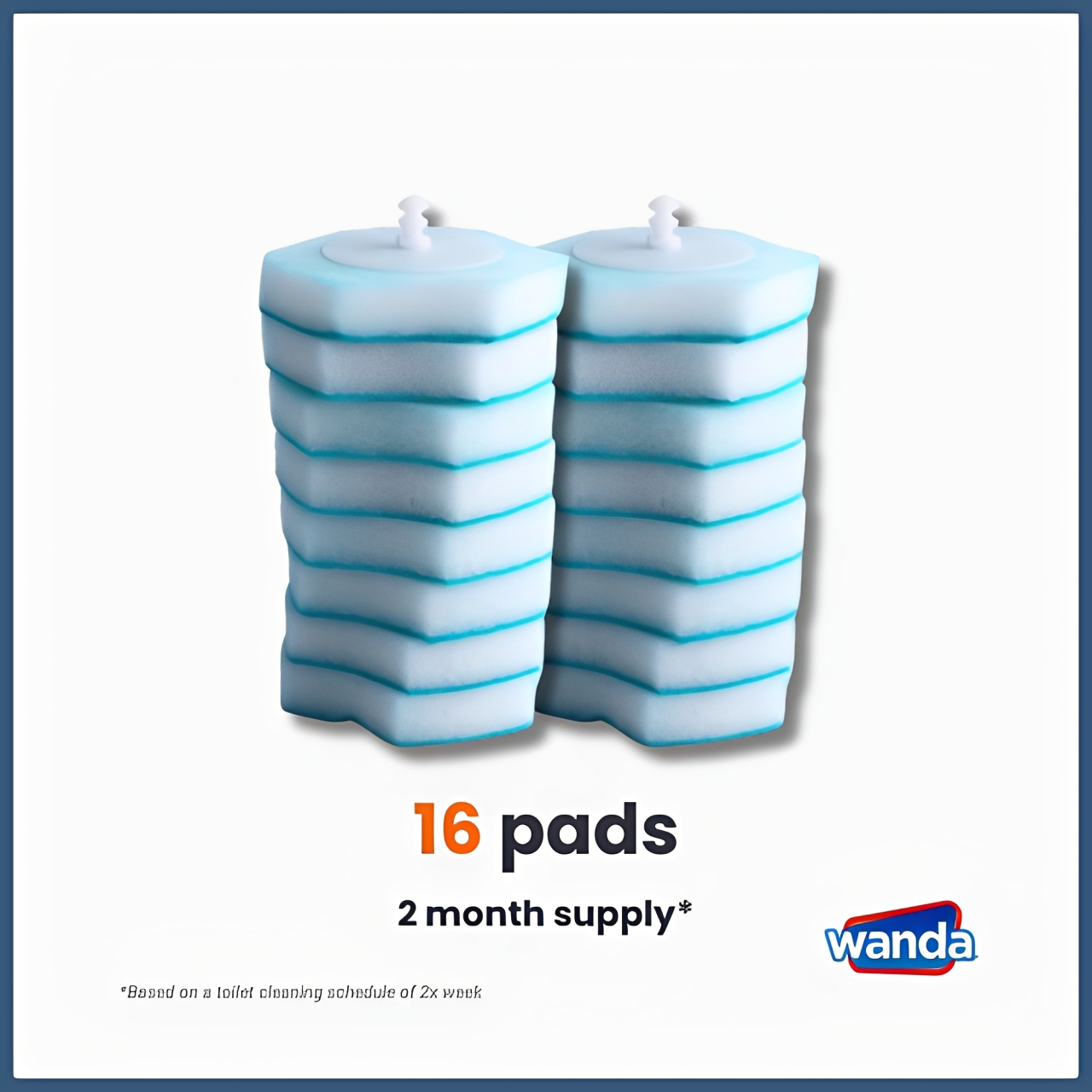 Wanda Toilet Cleaning System Set with 16 Disposable Scrub Pad Refills