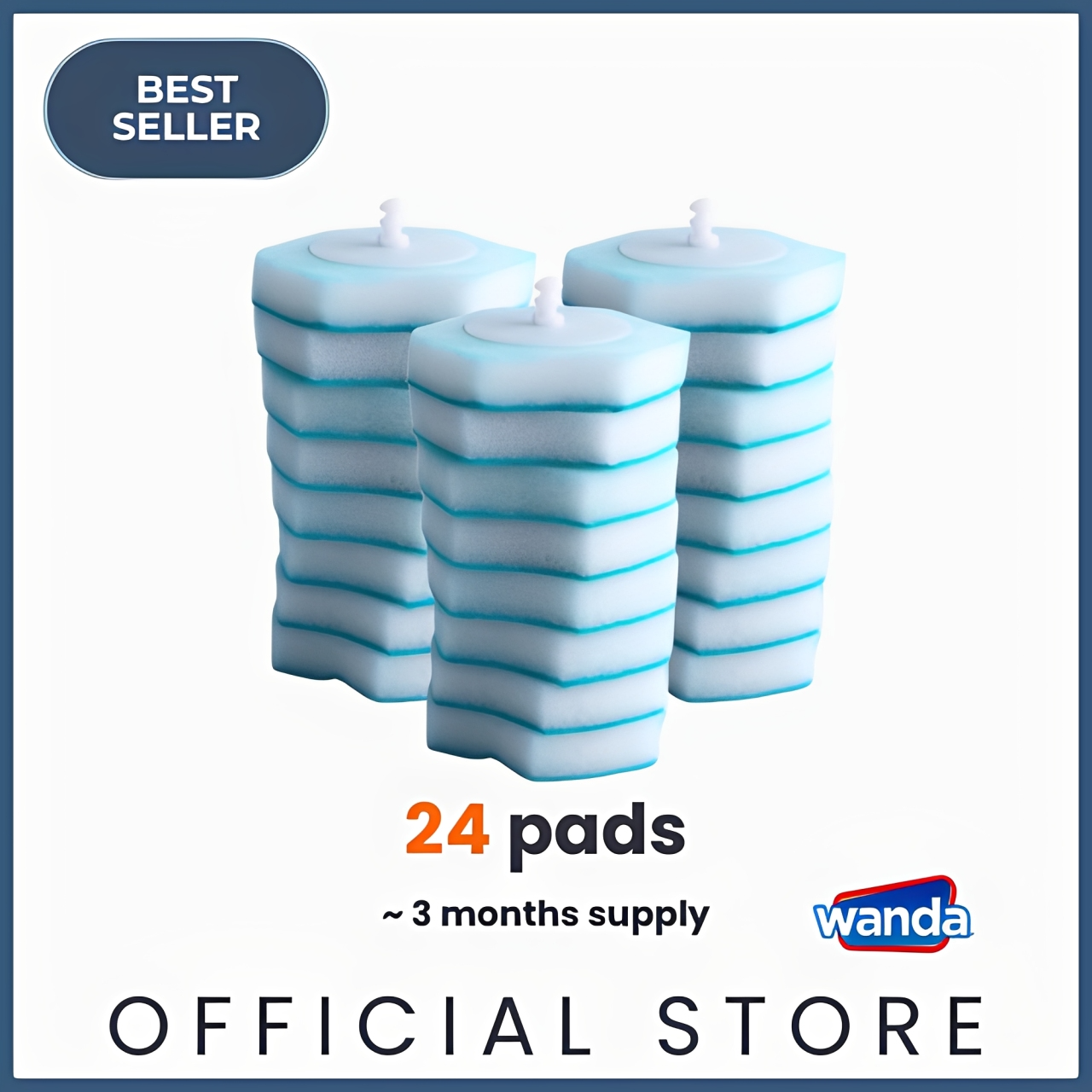 Wanda Disposable Scrub Pad Pack of 8s Refills for Toilet Brush