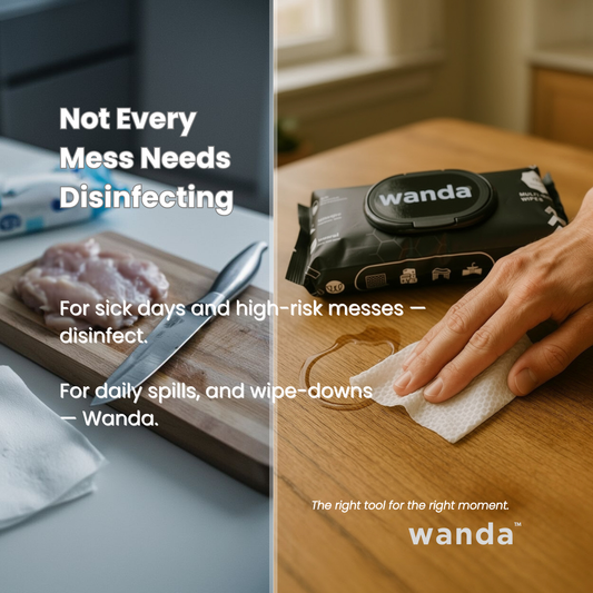 Wanda Everyday Wipes – Multi-Surface Cleaning | Plant-Derived, Unscented, Alcohol-Free | 40 Sheets