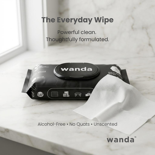 Wanda Everyday Wipes – Multi-Surface Cleaning | Plant-Derived, Unscented, Alcohol-Free | 40 Sheets