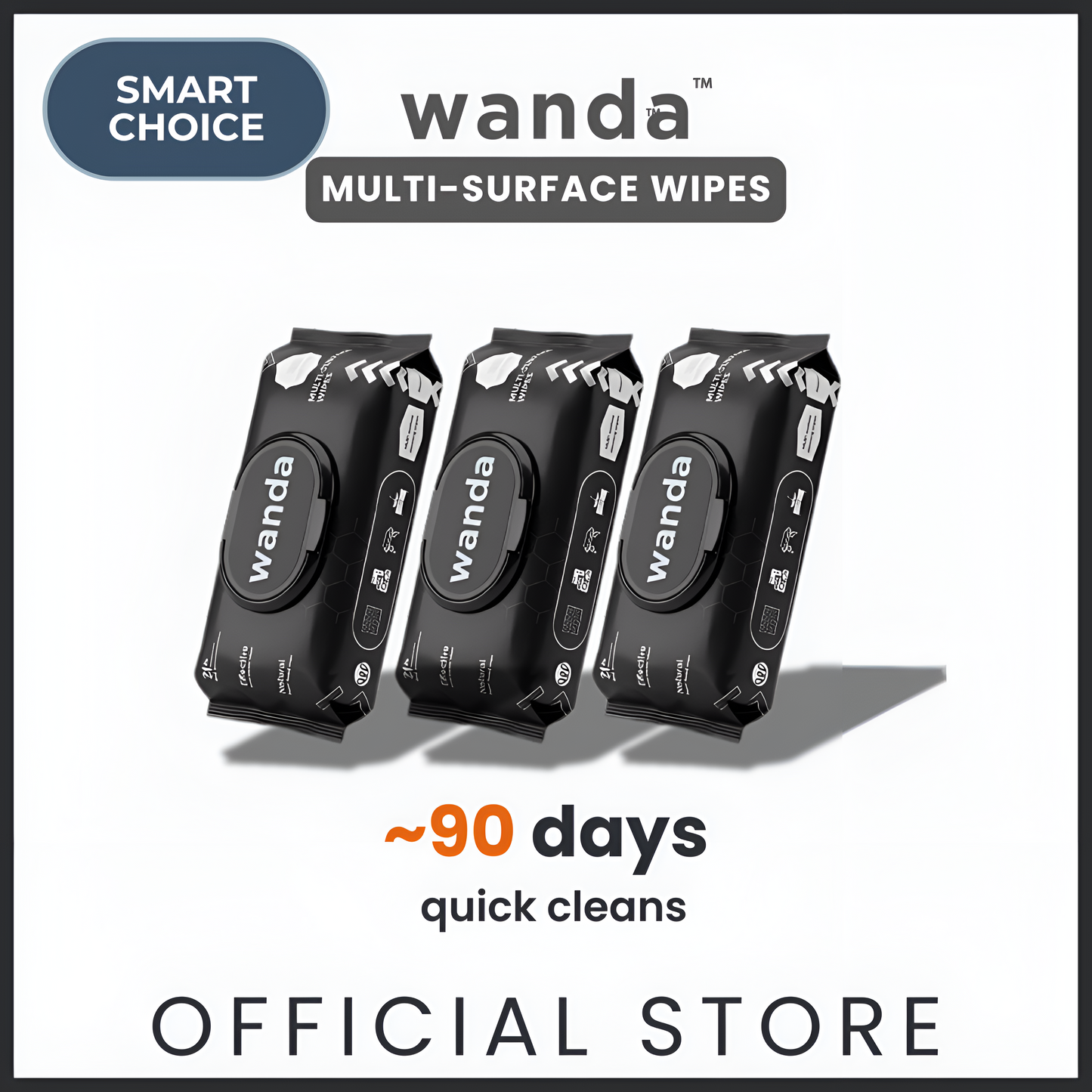 Wanda Everyday Wipes – Multi-Surface Cleaning | Plant-Derived, Unscented, Alcohol-Free | 40 Sheets
